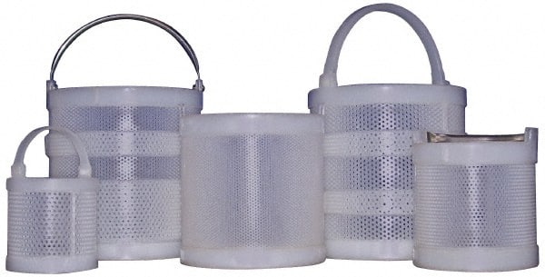 Made in USA - Round Polypropylene Dipping Basket - 1/16" Perforation, 8" Wide - Exact Tooling