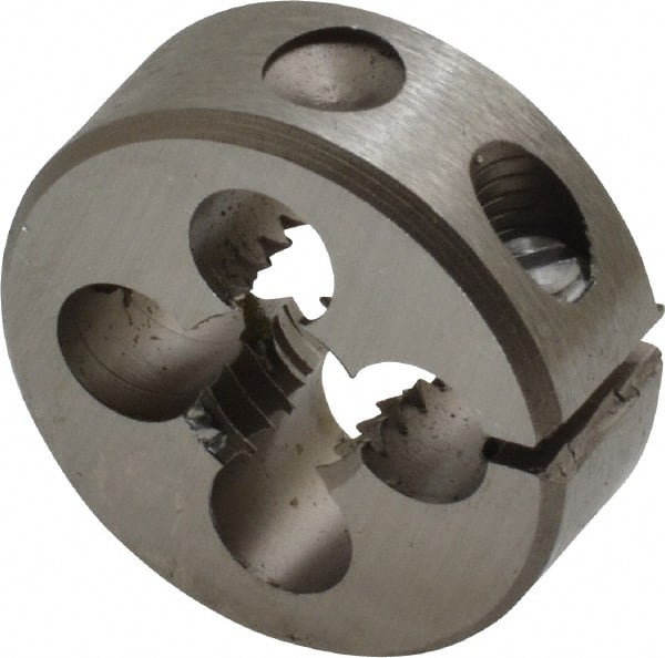Irwin Hanson - 3/8-16 UNC Thread, 1" Outside Diam Carbon Steel Round Die - 3/8" Thick, Right Hand Thread, Adjustable - Exact Tooling