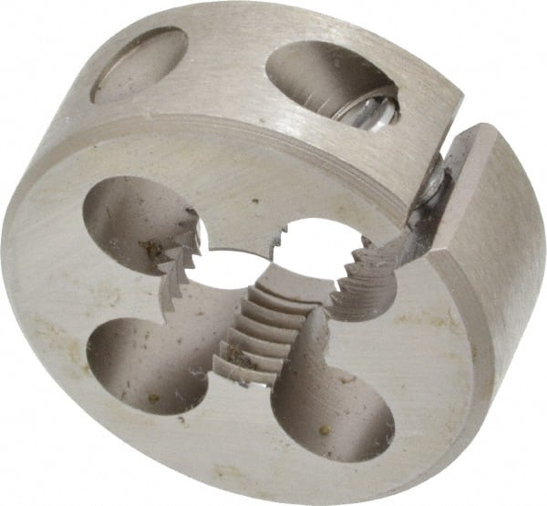 Irwin Hanson - 3/8-24 UNF Thread, 1" Outside Diam Carbon Steel Round Die - 3/8" Thick, Right Hand Thread, Adjustable - Exact Tooling