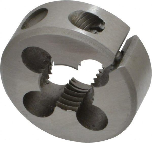 Irwin Hanson - 7/16-20 UNF Thread, 1" Outside Diam Carbon Steel Round Die - 3/8" Thick, Right Hand Thread, Adjustable - Exact Tooling