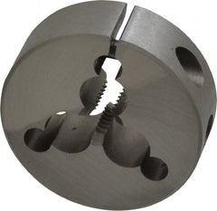 Irwin Hanson - 1/4-20 UNC Thread, 1-1/2" Outside Diam Carbon Steel Round Die - 1/2" Thick, Right Hand Thread, Adjustable - Exact Tooling