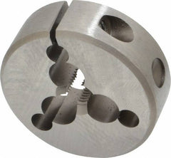 Irwin Hanson - 1/4-28 UNF Thread, 1-1/2" Outside Diam Carbon Steel Round Die - 1/2" Thick, Right Hand Thread, Adjustable - Exact Tooling