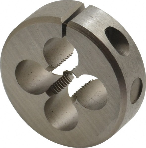 Irwin Hanson - 3/8-24 UNF Thread, 1-1/2" Outside Diam Carbon Steel Round Die - 1/2" Thick, Right Hand Thread, Adjustable - Exact Tooling