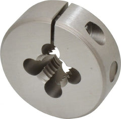 Irwin Hanson - 7/16-14 UNC Thread, 1-1/2" Outside Diam Carbon Steel Round Die - 1/2" Thick, Right Hand Thread, Adjustable - Exact Tooling