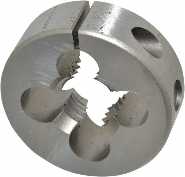 Irwin Hanson - 9/16-12 UNC Thread, 1-1/2" Outside Diam Carbon Steel Round Die - 1/2" Thick, Right Hand Thread, Adjustable - Exact Tooling