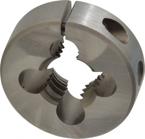 Irwin Hanson - 5/8-11 UNC Thread, 1-1/2" Outside Diam Carbon Steel Round Die - 1/2" Thick, Right Hand Thread, Adjustable - Exact Tooling