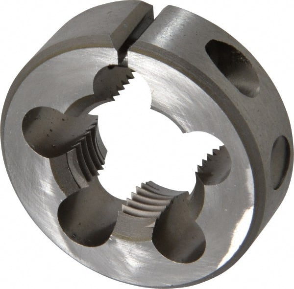 Irwin Hanson - 3/4-16 UNF Thread, 1-1/2" Outside Diam Carbon Steel Round Die - 1/2" Thick, Right Hand Thread, Adjustable - Exact Tooling