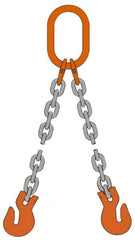 Pewag - 10' Long x 10" Wide, 15,200 Lb Basket Capacity, 15,200 Lb Vertical Capacity, Alloy Steel Web Sling - DOG Chain Sling, 3/8" Diam Chain, Self-Colored, with 2 Grab Hooks & Master Link - Exact Tooling