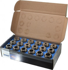 ETM - 18 Piece, 3/32" to 3/4" Capacity, ER Collet Set - Increments of 1mm, Series ER32 - Exact Tooling