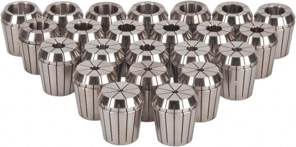 ETM - 23 Piece, 1/8" to 1" Capacity, ER Collet Set - Increments of 1mm, Series ER40 - Exact Tooling
