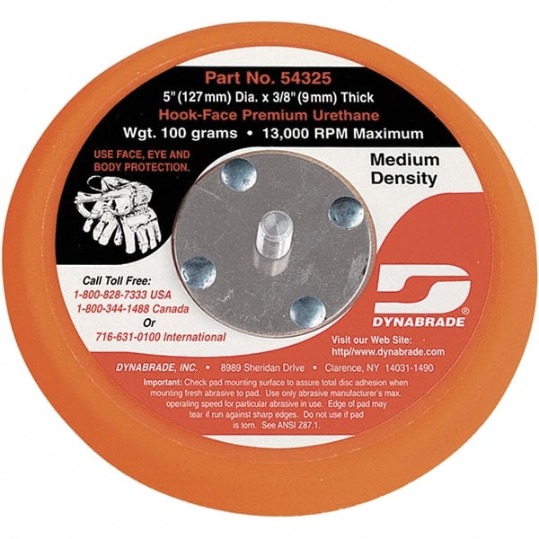 Dynabrade - 5" Diam Hook & Loop Disc Backing Pad - Medium Density, 13,000 RPM - Exact Tooling