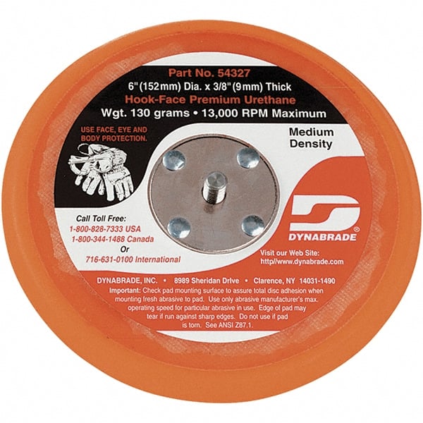 Dynabrade - 6" Diam Hook & Loop Disc Backing Pad - Medium Density, 13,000 RPM - Exact Tooling