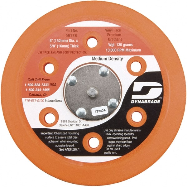 Dynabrade - 6" Diam Adhesive/PSA Disc Backing Pad - Medium Density, 13,000 RPM - Exact Tooling