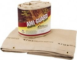Auburn Mfr - 8' High x 6' Wide x 0.04" Thick Silica Welding Curtain - Tan, Grommet - Exact Tooling
