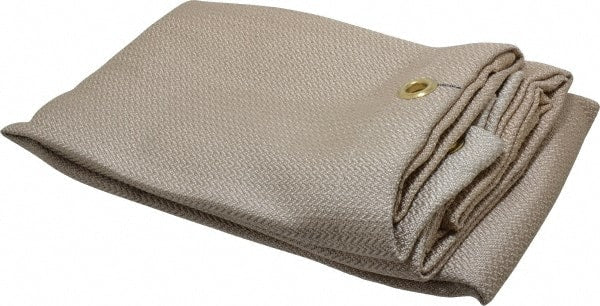 Auburn Mfr - 5' High x 4' Wide x 0.04" Thick Silica Welding Curtain - Tan, Grommet - Exact Tooling