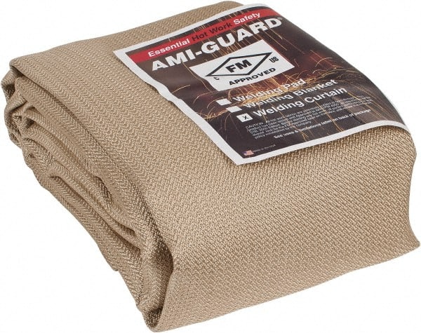 Auburn Mfr - 10' High x 6' Wide x 0.04" Thick Silica Welding Curtain - Tan, Grommet - Exact Tooling