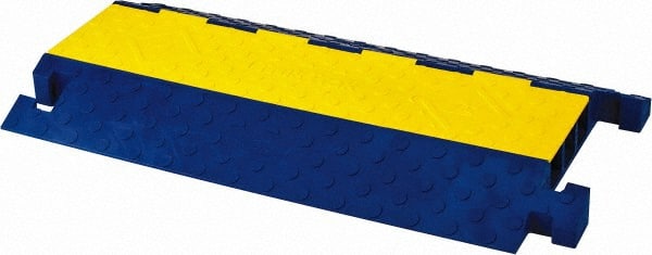 Hubbell Wiring Device-Kellems - 3 Channel, T-Shaped, Drop Over Cable Ramp - 36 Inch Long x 20 Inch Wide x 3.05 Inch High, Yellow and Blue - Exact Tooling