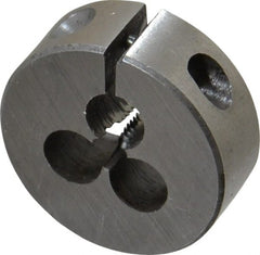 Interstate - #4-36 UNF Thread, 1" Outside Diam High Speed Steel Round Die - Right Hand Thread, Adjustable - Exact Tooling