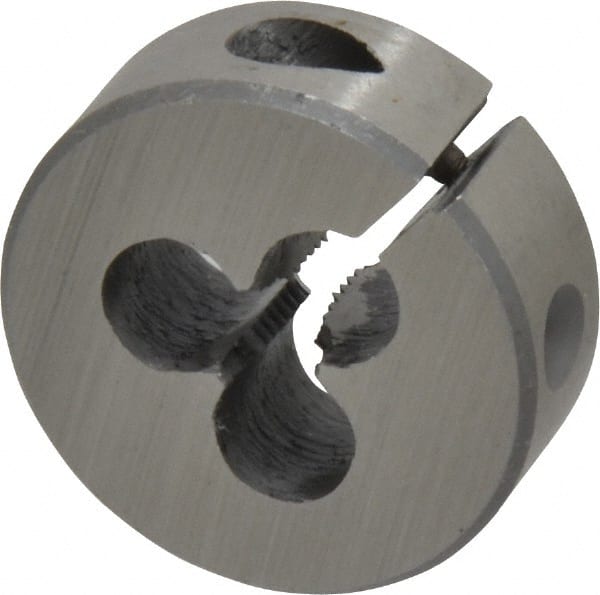 Interstate - #8-32 UNC Thread, 1" Outside Diam High Speed Steel Round Die - Right Hand Thread, Adjustable - Exact Tooling