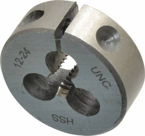 Interstate - #12-24 UNC Thread, 1" Outside Diam High Speed Steel Round Die - Right Hand Thread, Adjustable - Exact Tooling