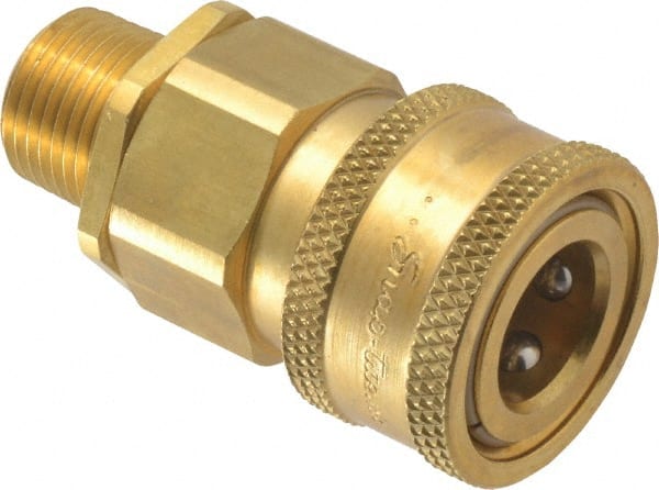 Parker - 3/8 Thread Brass Hydraulic Hose MPT Fitting - 2,250 psi - Exact Tooling