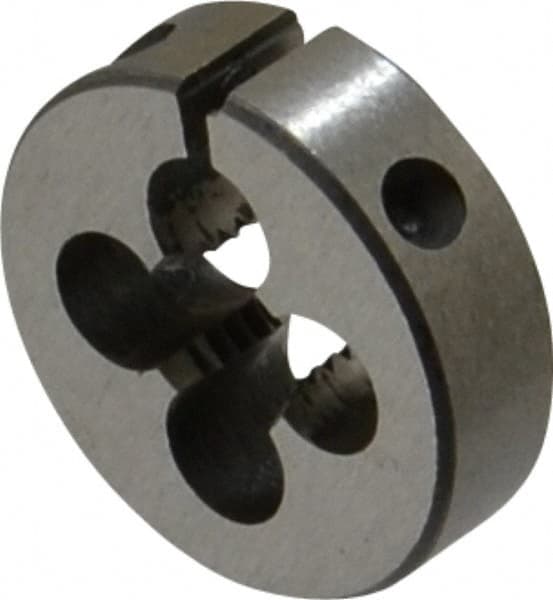 Interstate - 1/4-28 UNF Thread, 13/16" Outside Diam High Speed Steel Round Die - Right Hand Thread, Adjustable - Exact Tooling