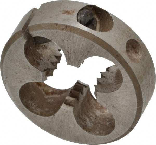 Interstate - 5/16-18 UNC Thread, 13/16" Outside Diam High Speed Steel Round Die - Right Hand Thread, Adjustable - Exact Tooling