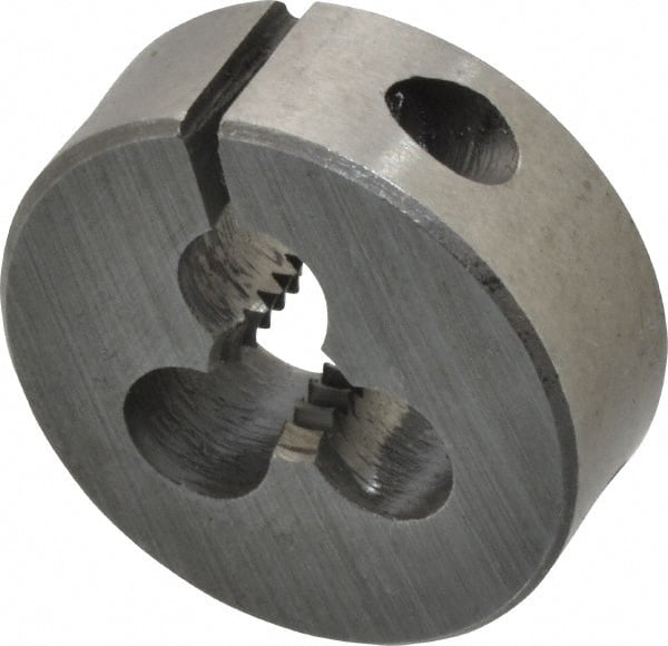 Interstate - 1/4-20 UNC Thread, 1" Outside Diam High Speed Steel Round Die - Right Hand Thread, Adjustable - Exact Tooling