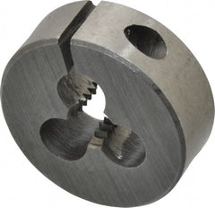 Interstate - 1/4-20 UNC Thread, 1" Outside Diam High Speed Steel Round Die - Right Hand Thread, Adjustable - Exact Tooling