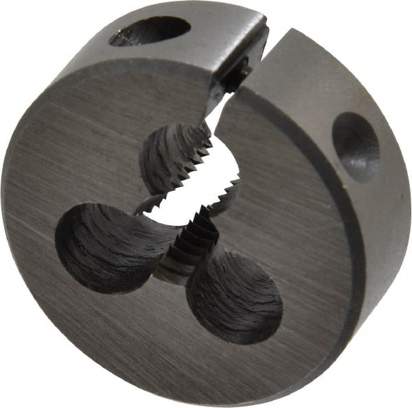 Interstate - #14-24 UNS Thread, 1" Outside Diam High Speed Steel Round Die - Right Hand Thread, Adjustable - Exact Tooling