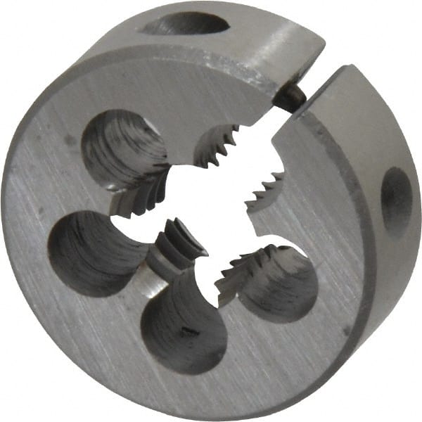 Interstate - 3/8-16 UNC Thread, 1" Outside Diam High Speed Steel Round Die - Right Hand Thread, Adjustable - Exact Tooling
