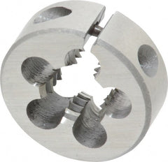 Interstate - 7/16-14 UNC Thread, 1" Outside Diam High Speed Steel Round Die - Right Hand Thread, Adjustable - Exact Tooling