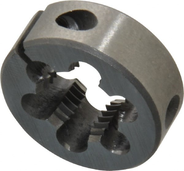Interstate - 1/2-20 UNF Thread, 1" Outside Diam High Speed Steel Round Die - Right Hand Thread, Adjustable - Exact Tooling
