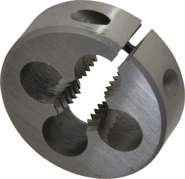 Interstate - 1/2-13 UNC Thread, 1-1/2" Outside Diam High Speed Steel Round Die - Right Hand Thread, Adjustable - Exact Tooling
