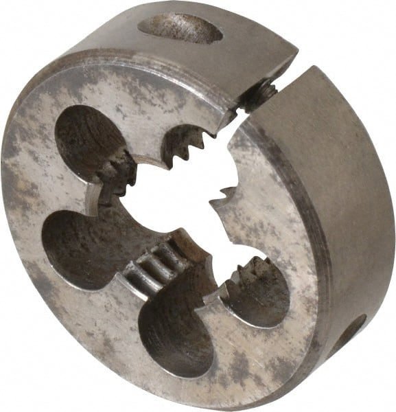 Interstate - 11/16-11 UNC Thread, 1-1/2" Outside Diam High Speed Steel Round Die - Right Hand Thread, Adjustable - Exact Tooling