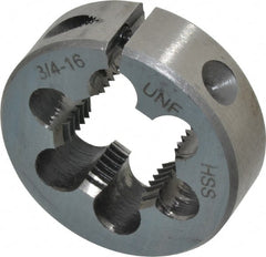Interstate - 3/4-16 UNF Thread, 1-1/2" Outside Diam High Speed Steel Round Die - Right Hand Thread, Adjustable - Exact Tooling