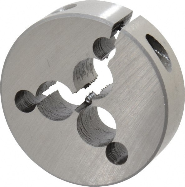 Interstate - 1/4-20 UNC Thread, 2" Outside Diam High Speed Steel Round Die - Right Hand Thread, Adjustable - Exact Tooling