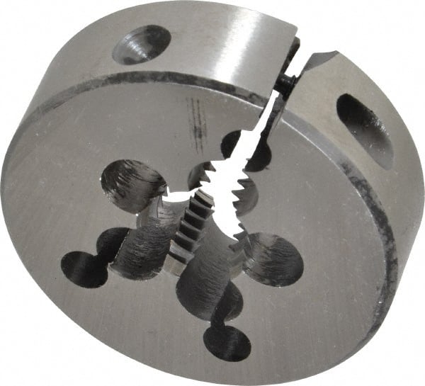 Interstate - 9/16-12 UNC Thread, 2" Outside Diam High Speed Steel Round Die - Right Hand Thread, Adjustable - Exact Tooling