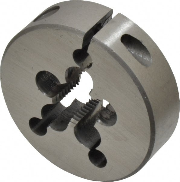 Interstate - 9/16-18 UNF Thread, 2" Outside Diam High Speed Steel Round Die - Right Hand Thread, Adjustable - Exact Tooling