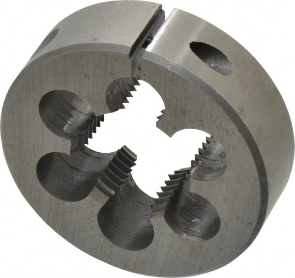 Interstate - 7/8-14 UNF Thread, 2" Outside Diam High Speed Steel Round Die - Right Hand Thread, Adjustable - Exact Tooling