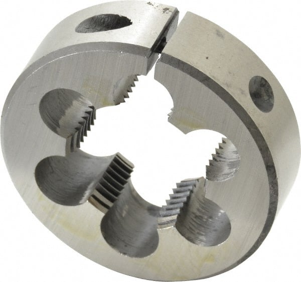 Interstate - 1-1/4 - 12 UNF Thread, 2-1/2" Outside Diam High Speed Steel Round Die - Right Hand Thread, Adjustable - Exact Tooling