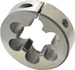 Interstate - 1-1/4 - 12 UNF Thread, 2-1/2" Outside Diam High Speed Steel Round Die - Right Hand Thread, Adjustable - Exact Tooling