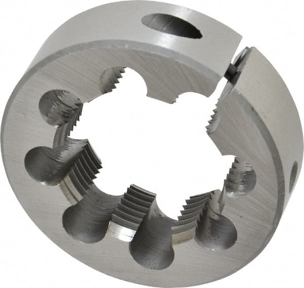 Interstate - 1-1/2 - 12 UNF Thread, 2-1/2" Outside Diam High Speed Steel Round Die - Right Hand Thread, Adjustable - Exact Tooling