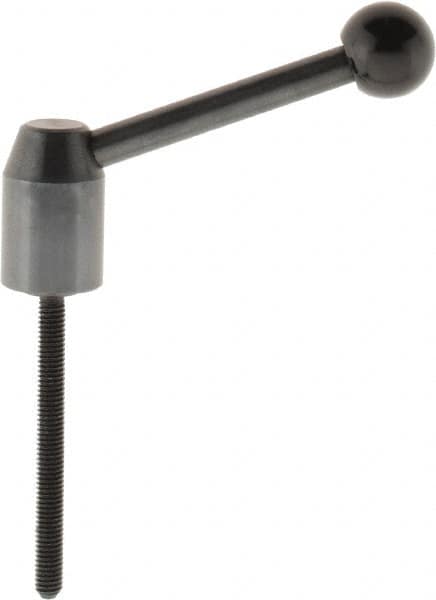 J.W. Winco - M6 x 1.0, 13.5mm Hub Diam, Steel Threaded Stud Adjustable Clamping Handle - 70mm OAL, 33.5mm High - Exact Tooling
