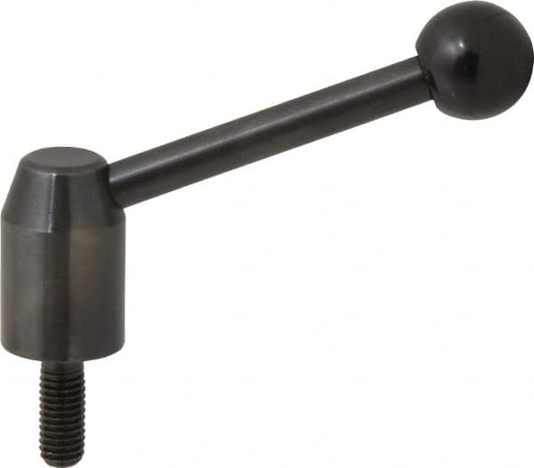 J.W. Winco - M8 x 1.25, 13.5mm Hub Diam, Steel Threaded Stud Adjustable Clamping Handle - 70mm OAL, 33.5mm High - Exact Tooling