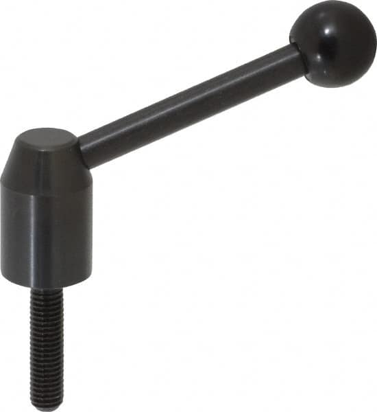 J.W. Winco - M8 x 1.25, 13.5mm Hub Diam, Steel Threaded Stud Adjustable Clamping Handle - 70mm OAL, 33.5mm High - Exact Tooling