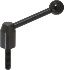 J.W. Winco - M8 x 1.25, 13.5mm Hub Diam, Steel Threaded Stud Adjustable Clamping Handle - 70mm OAL, 33.5mm High - Exact Tooling