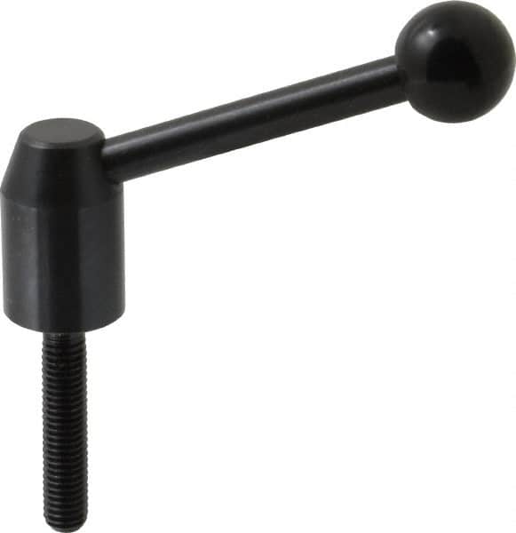 J.W. Winco - M8 x 1.25, 13.5mm Hub Diam, Steel Threaded Stud Adjustable Clamping Handle - 70mm OAL, 33.5mm High - Exact Tooling