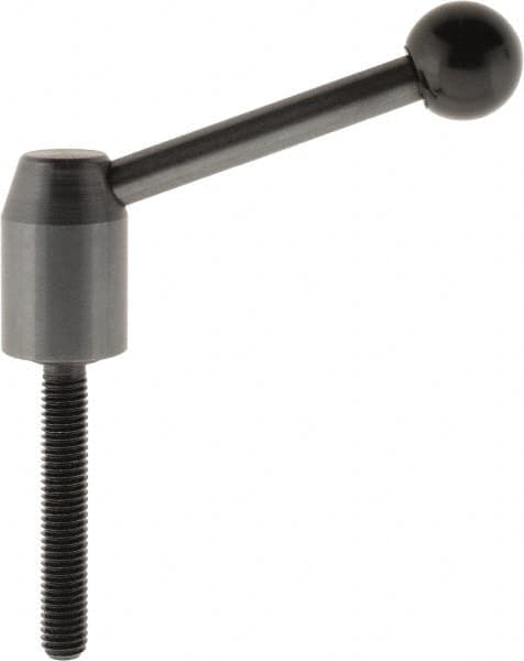 J.W. Winco - M8 x 1.25, 13.5mm Hub Diam, Steel Threaded Stud Adjustable Clamping Handle - 70mm OAL, 33.5mm High - Exact Tooling