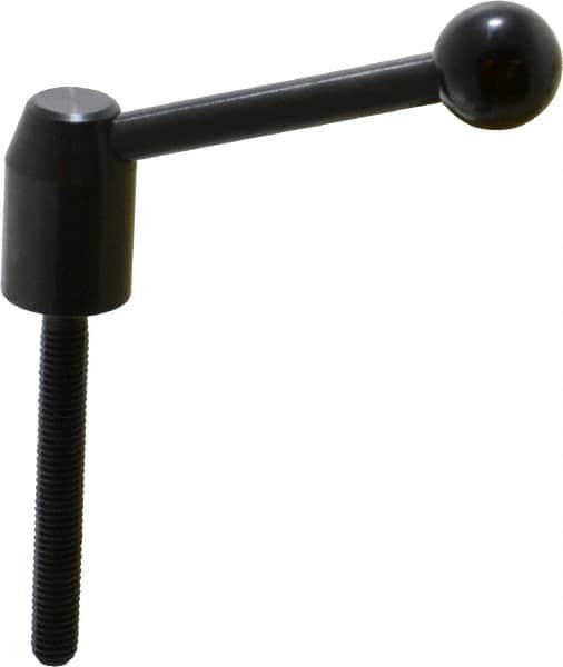 J.W. Winco - M8 x 1.25, 13.5mm Hub Diam, Steel Threaded Stud Adjustable Clamping Handle - 70mm OAL, 33.5mm High - Exact Tooling